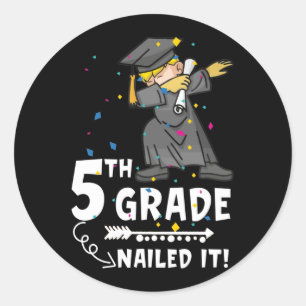 Dabbing Graduation Boy 5th Grade Class Of 2022 Classic Round Sticker
