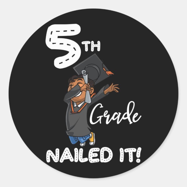 Dabbing Graduation Boy 5th Grade Class Of 2022 Classic Round Sticker (Front)