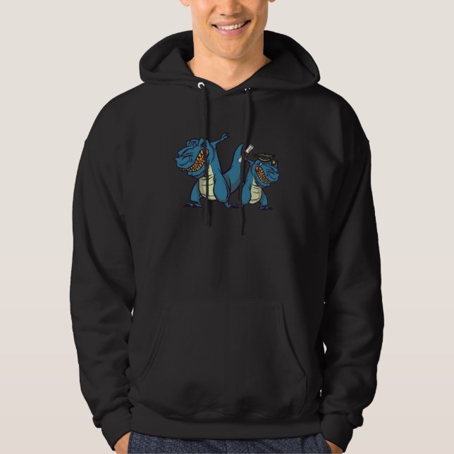 Dabbing Graduation Rex Matching Dinosaur Family Fa Hoodie (Front)