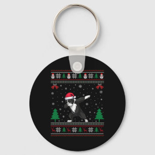Dabbing Greater Swiss Mountain Dog Santa Hat Chris Key Ring