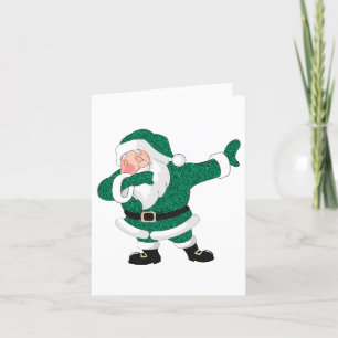 Dabbing Green Santa Claus   Fun Holiday XMAS Humou Card