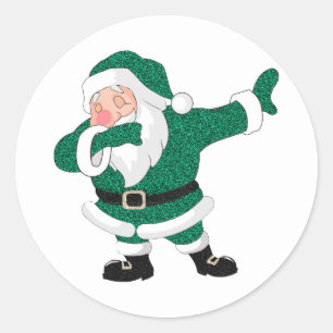 Dabbing Green Santa Claus Fun Holiday XMAS Humou Classic Round Sticker