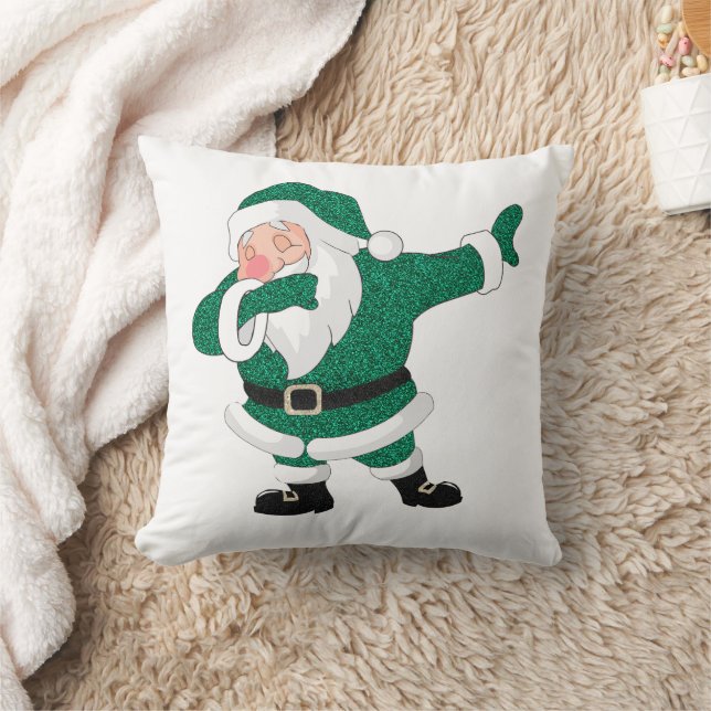 Dabbing Green Santa Claus | Fun Holiday XMAS Humou Cushion (Blanket)