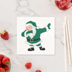 Dabbing Green Santa Claus   Fun Holiday XMAS Humou Napkin