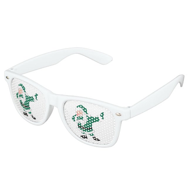 Dabbing Green Santa Claus | Fun Holiday XMAS Humou Retro Sunglasses (Angled)