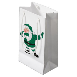 Dabbing Green Santa Claus   Fun Holiday XMAS Humou Small Gift Bag