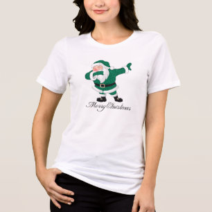 Dabbing Green Santa Claus Fun Holiday XMAS Humou Tri-Blend Shirt