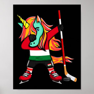 Dabbing Green Unicorn Hungary Ice Hockey Fans Jers Poster