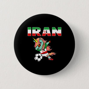 Dabbing Green Unicorn Iran Soccer Fans Jersey Iran 6 Cm Round Badge