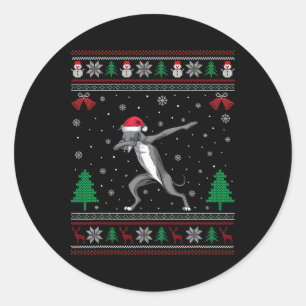 Dabbing Greyhound Dog Santa Hat Boys Girls Kids Ch Classic Round Sticker