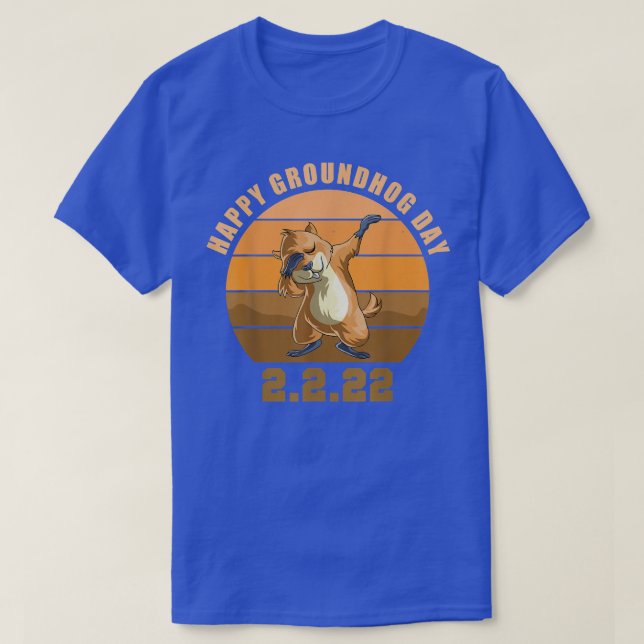 Dabbing Groundhog Lovers, Retro Happy Groundhog Da T-Shirt (Design Front)