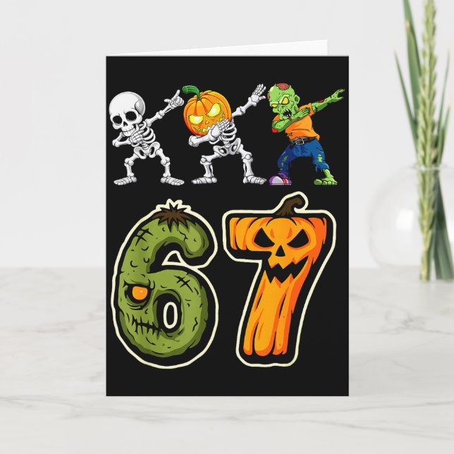 Dabbing Halloween Boys Six Seven 67 Meme Funny Kid Card (Front)
