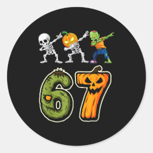 Dabbing Halloween Boys Six Seven 67 Meme Funny Kid Classic Round Sticker