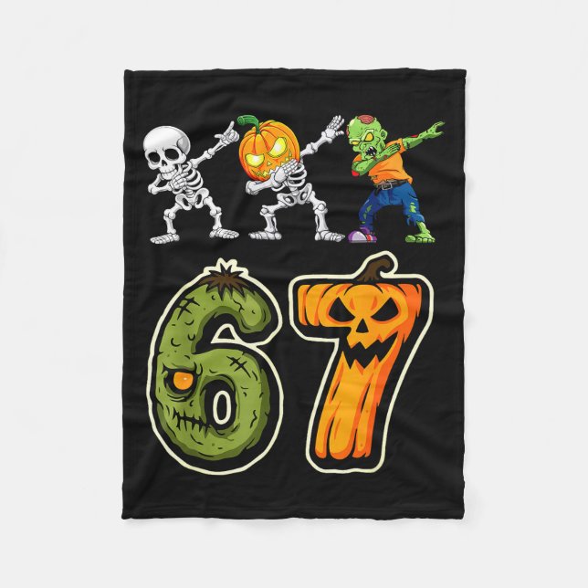 Dabbing Halloween Boys Six Seven 67 Meme Funny Kid Fleece Blanket (Front)