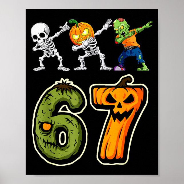 Dabbing Halloween Boys Six Seven 67 Meme Funny Kid Poster (Front)