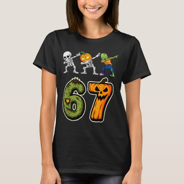 Dabbing Halloween Boys Six Seven 67 Meme Funny Kid T-Shirt (Front)