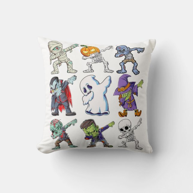 Dabbing Halloween Boys Skeleton Zombie Mummy  Cushion (Front)