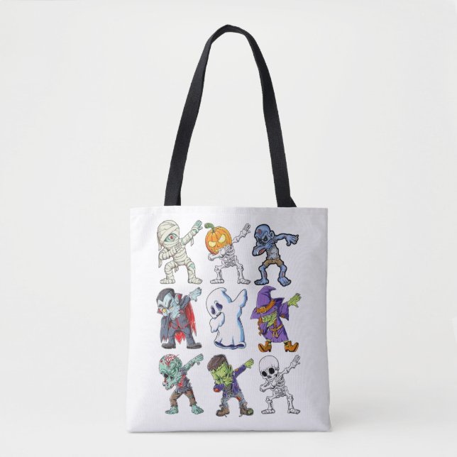 Dabbing Halloween Boys Skeleton Zombie Mummy  Tote Bag (Front)