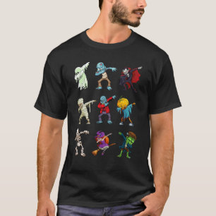 Dabbing Halloween Boys Skeleton Zombie Scary Pumpk T-Shirt