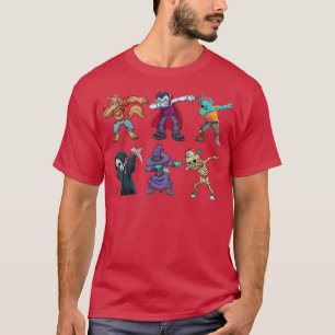Dabbing Halloween Boys Skeleton Zombie Scary Pumpk T-Shirt