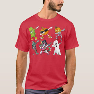 Dabbing Halloween Boys Skeleton Zombie Scary Pumpk T-Shirt