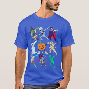 Dabbing Halloween Boys Skeleton Zombie Scary Pumpk T-Shirt
