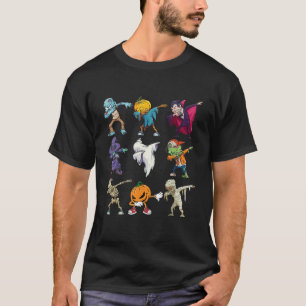 Dabbing Halloween Boys Skeleton Zombie Scary Pumpk T-Shirt