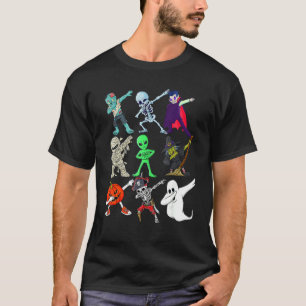 Dabbing Halloween Boys Skeleton Zombie Scary Pumpk T-Shirt