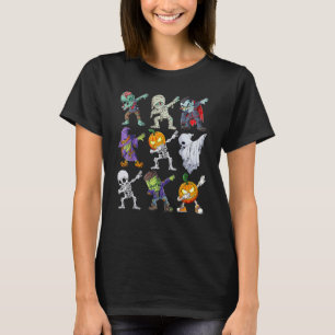 Dabbing Halloween Boys Skeleton Zombie Scary Pumpk T-Shirt