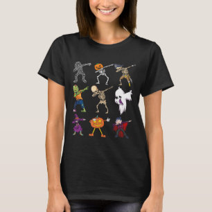 Dabbing Halloween Boys Skeleton Zombie Scary Pumpk T-Shirt