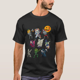 Dabbing Halloween Funny Boo Skeleton Zombie Scary T-Shirt