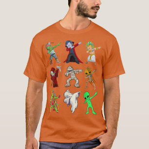 Dabbing Halloween kids Skeleton Scary Pumpkin Dab T-Shirt