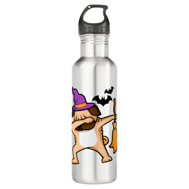 Dabbing Halloween Pug Dog 710 Ml Water Bottle (Front)