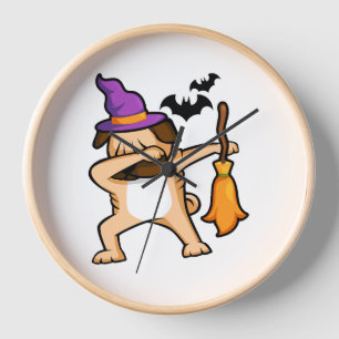 Dabbing Halloween Pug Dog Clock