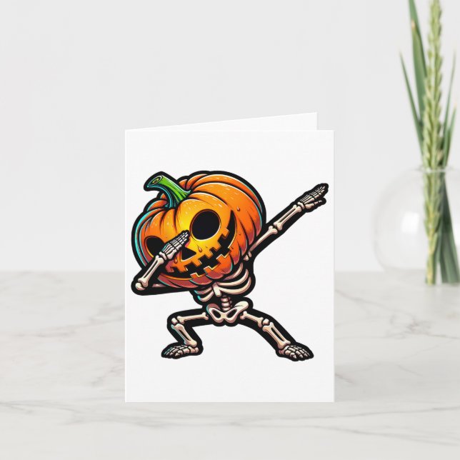 Dabbing Halloween Skeleton Boys Trick Treat Funny  Card (Front)