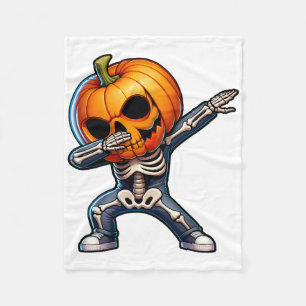 Dabbing Halloween Skeleton Boys Trick Treat Funny Fleece Blanket