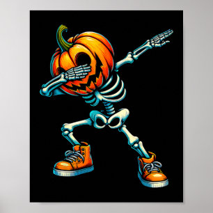 Dabbing Halloween Skeleton Boys Trick Treat Funny  Poster