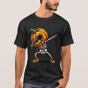 Dabbing Halloween Skeleton Boys Trick Treat Funny T-Shirt