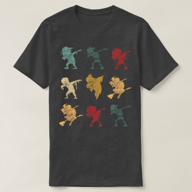 Dabbing Halloween Skeleton Zombie Ghost Witch Scar T-Shirt (Design Front)
