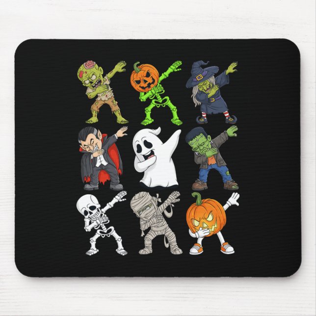 Dabbing Halloween Skeleton Zombie Scary Pumpkin Va Mouse Mat (Front)