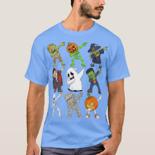 Dabbing Halloween Skeleton Zombie Scary Pumpkin Va T-Shirt