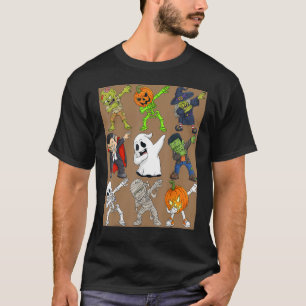 Dabbing Halloween Skeleton Zombie Scary Pumpkin Va T-Shirt