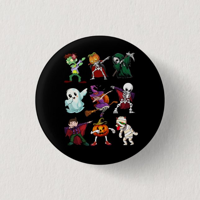 Dabbing Halloween Witch Skeleton Zombie Scary Pump 3 Cm Round Badge (Front)