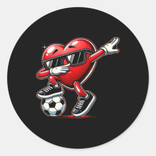 Dabbing Heart Dab Cute Valentines Day Boys Soccer Classic Round Sticker