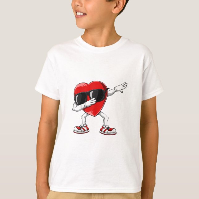 Dabbing Heart Funny Gifts Mens Kids Boys Valentine T-Shirt (Front)