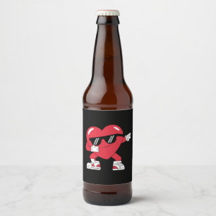 Dabbing Heart Funny Gifts Valentines Day Beer Bottle Label