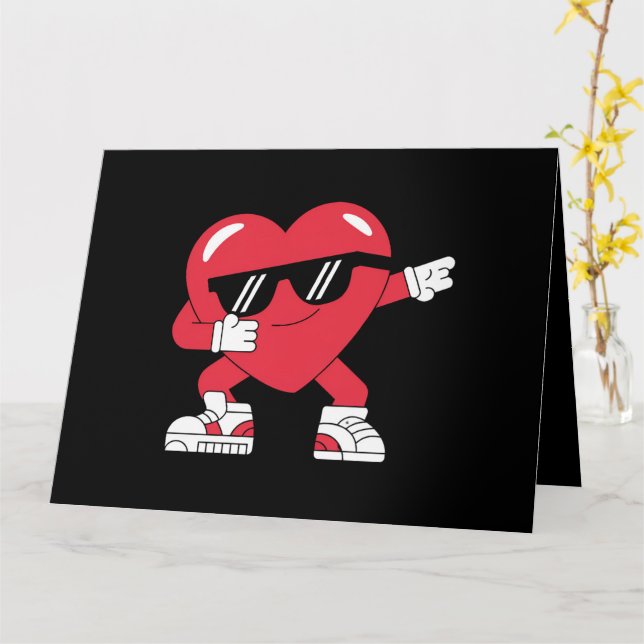 Dabbing Heart Funny Gifts Valentines Day Card (Yellow Flower)
