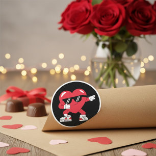 Dabbing Heart Funny Gifts Valentines Day Classic Round Sticker