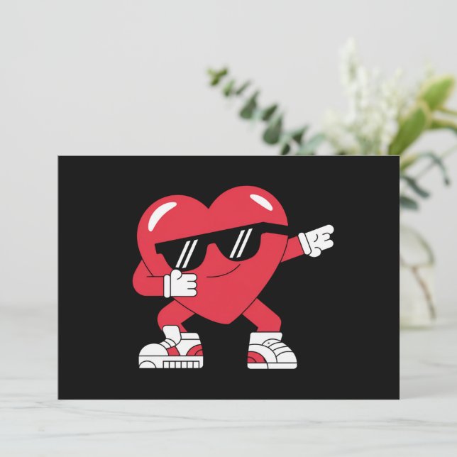 Dabbing Heart Funny Gifts Valentines Day Invitation (Standing Front)