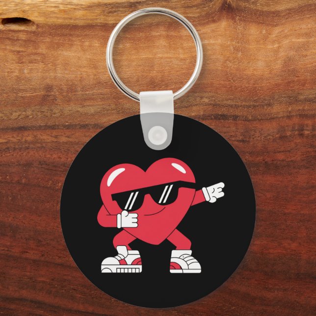 Dabbing Heart Funny Gifts Valentines Day Key Ring (Front)